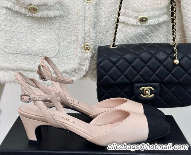 Durable Chanel Calfskin & Grosgrain Slingback Pumps 4.5cm G45370 Light Pink 323073