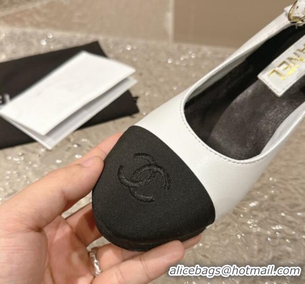 Top Grade Chanel Lambskin Mary Janes Platform Pumps White 323085