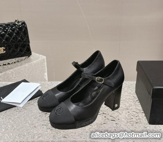 Purchase Chanel Lambskin Mary Janes Platform Pumps Black 323086