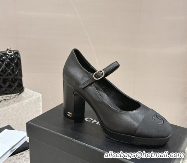 Purchase Chanel Lambskin Mary Janes Platform Pumps Black 323086