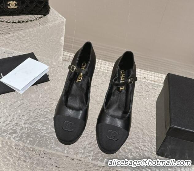 Purchase Chanel Lambskin Mary Janes Platform Pumps Black 323086