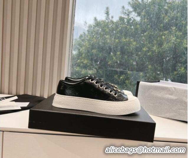 Good Quality Chanel Patent Calfskin Low-Top Sneakers G45561 Black 323091