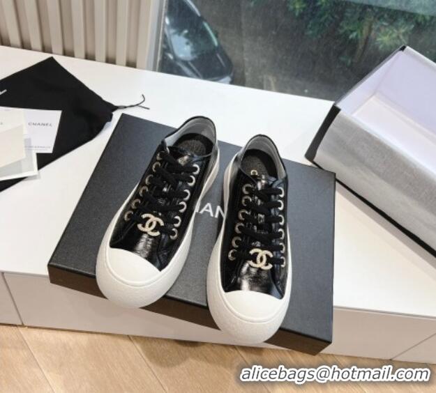 Good Quality Chanel Patent Calfskin Low-Top Sneakers G45561 Black 323091