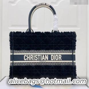 Big Discount Dior Small Book Tote Bag in Cannage Shearling CD1809 Black 2024