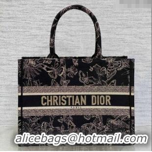 Hot Sell Cheap Dior Medium Book Tote Bag with Butterfly Embroidery CD1810 Black/Gold 2023