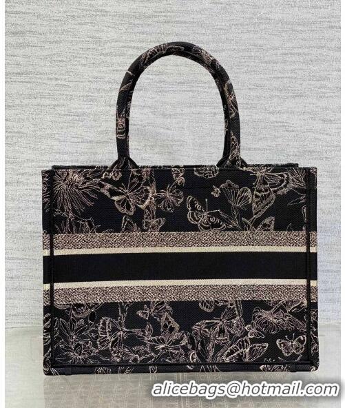 Hot Sell Cheap Dior Medium Book Tote Bag with Butterfly Embroidery CD1810 Black/Gold 2023