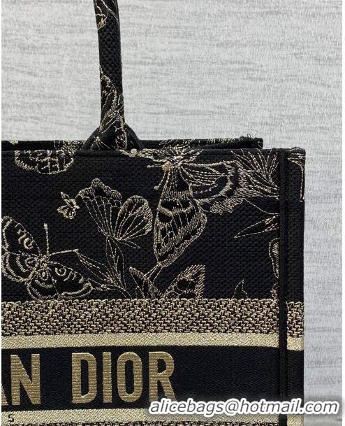 Hot Sell Cheap Dior Medium Book Tote Bag with Butterfly Embroidery CD1810 Black/Gold 2023