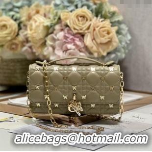 Well Crafted Dior Miss Dior Top Handle Bag with Gold-Finish Butterfly Studs CD1808 Beige 2024