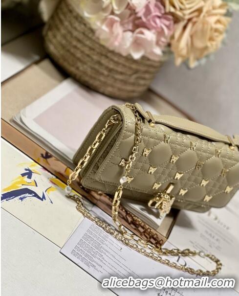 Well Crafted Dior Miss Dior Top Handle Bag with Gold-Finish Butterfly Studs CD1808 Beige 2024