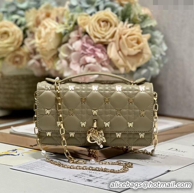 Well Crafted Dior Miss Dior Top Handle Bag with Gold-Finish Butterfly Studs CD1808 Beige 2024