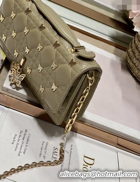 Well Crafted Dior Miss Dior Top Handle Bag with Gold-Finish Butterfly Studs CD1808 Beige 2024