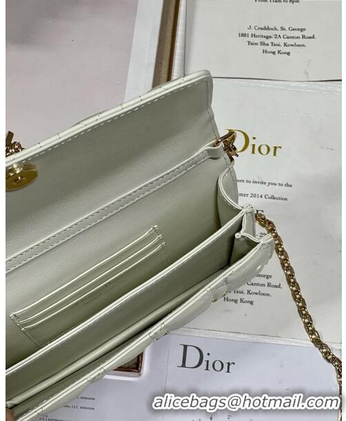 Luxurious Dior Miss Dior Top Handle Bag with Gold-Finish Butterfly Studs CD1808 White 2024