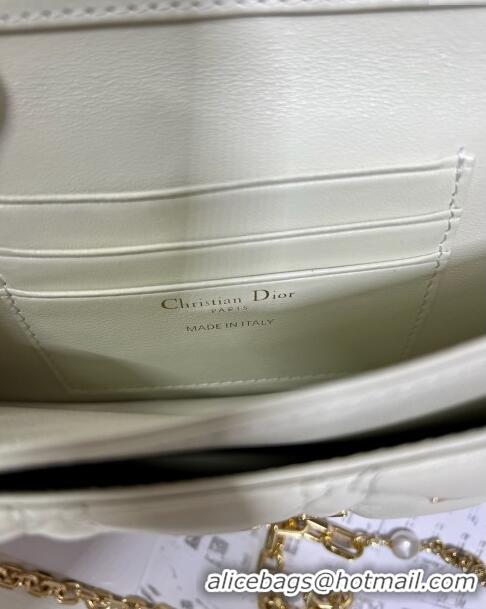 Luxurious Dior Miss Dior Top Handle Bag with Gold-Finish Butterfly Studs CD1808 White 2024