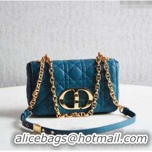 Famous Brand Dior Small Caro Chain Bag in Soft Cannage Calfskin CD1815 Ocean Blue 2024