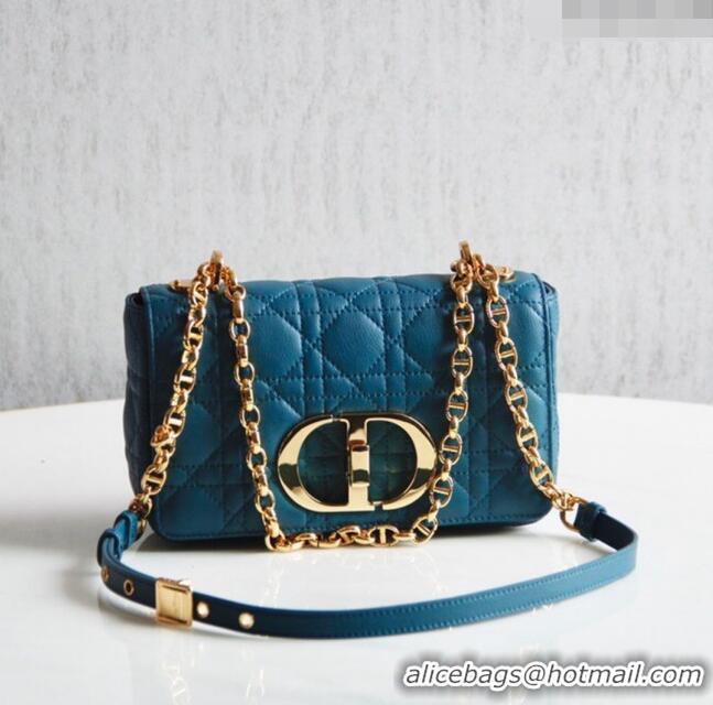 Famous Brand Dior Small Caro Chain Bag in Soft Cannage Calfskin CD1815 Ocean Blue 2024