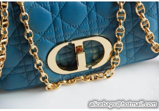 Famous Brand Dior Small Caro Chain Bag in Soft Cannage Calfskin CD1815 Ocean Blue 2024