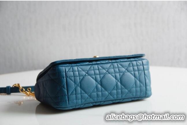 Famous Brand Dior Small Caro Chain Bag in Soft Cannage Calfskin CD1815 Ocean Blue 2024