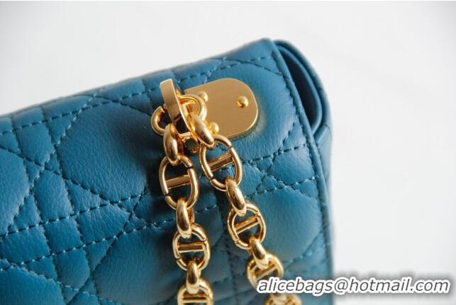 Famous Brand Dior Small Caro Chain Bag in Soft Cannage Calfskin CD1815 Ocean Blue 2024