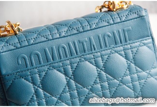 Famous Brand Dior Small Caro Chain Bag in Soft Cannage Calfskin CD1815 Ocean Blue 2024