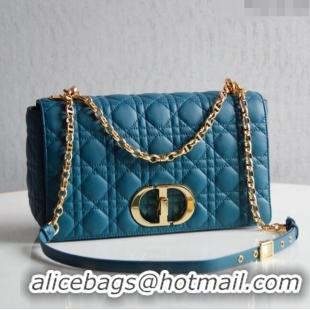 Good Taste Dior Large Caro Chain Bag in Soft Cannage Calfskin CD1815 Ocean Blue 2024