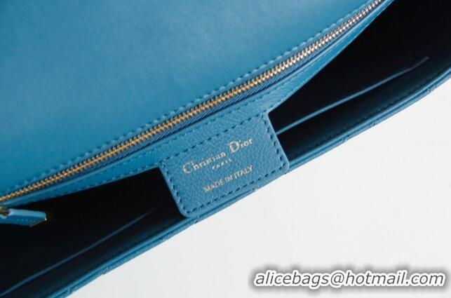 Good Taste Dior Large Caro Chain Bag in Soft Cannage Calfskin CD1815 Ocean Blue 2024