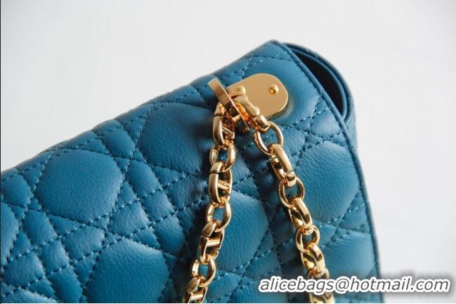 Good Taste Dior Large Caro Chain Bag in Soft Cannage Calfskin CD1815 Ocean Blue 2024