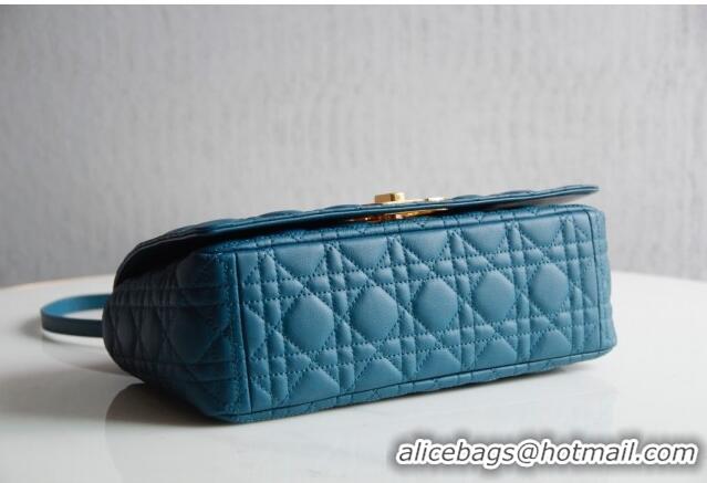 Good Taste Dior Large Caro Chain Bag in Soft Cannage Calfskin CD1815 Ocean Blue 2024