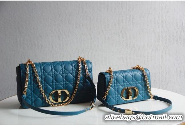 Good Taste Dior Large Caro Chain Bag in Soft Cannage Calfskin CD1815 Ocean Blue 2024