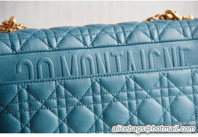 Good Taste Dior Large Caro Chain Bag in Soft Cannage Calfskin CD1815 Ocean Blue 2024