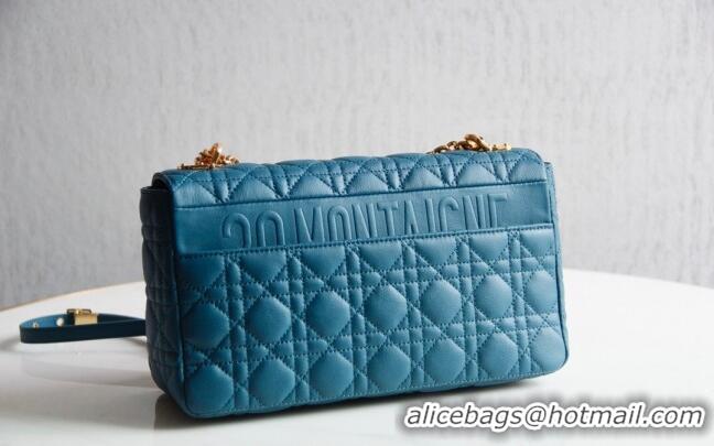 Good Taste Dior Large Caro Chain Bag in Soft Cannage Calfskin CD1815 Ocean Blue 2024