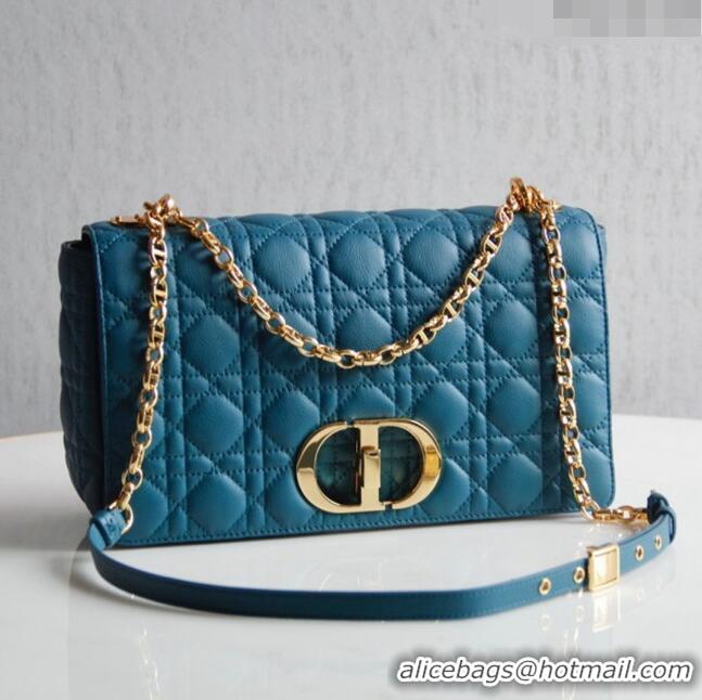 Good Taste Dior Large Caro Chain Bag in Soft Cannage Calfskin CD1815 Ocean Blue 2024