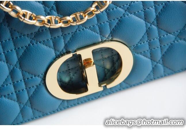 Good Taste Dior Large Caro Chain Bag in Soft Cannage Calfskin CD1815 Ocean Blue 2024