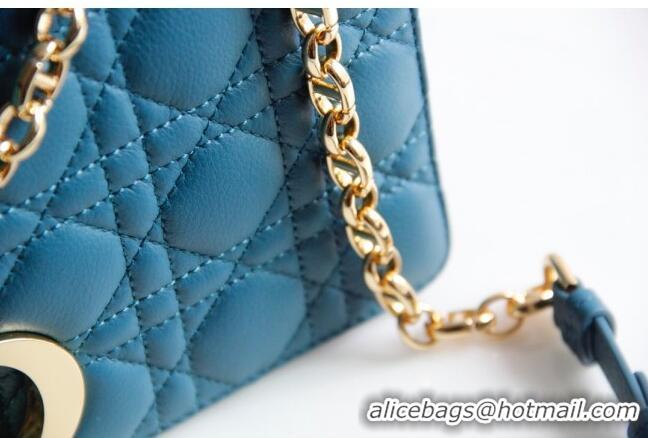 Good Taste Dior Large Caro Chain Bag in Soft Cannage Calfskin CD1815 Ocean Blue 2024