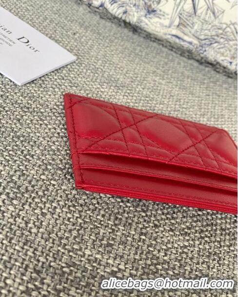 Promotional Dior Lady Dior Card Holder in Supple Cannage Lambskin CD1101 Red 2024