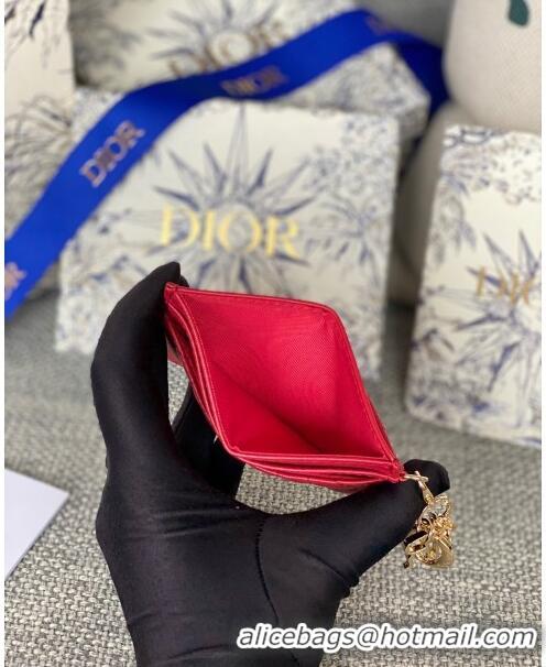 Promotional Dior Lady Dior Card Holder in Supple Cannage Lambskin CD1101 Red 2024