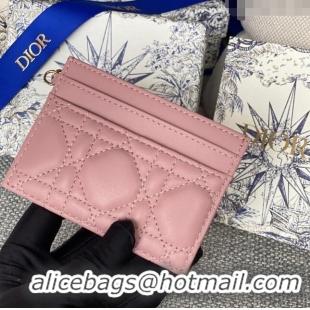 Good Taste Dior Lady Dior Card Holder in Supple Cannage Lambskin CD1102 Pink 2024