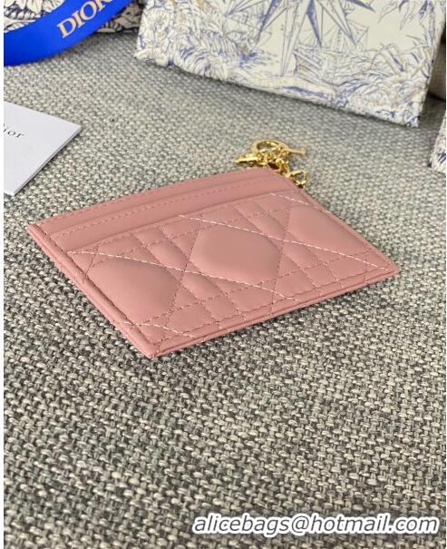 Good Taste Dior Lady Dior Card Holder in Supple Cannage Lambskin CD1102 Pink 2024