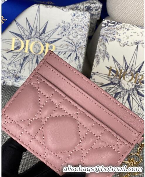 Good Taste Dior Lady Dior Card Holder in Supple Cannage Lambskin CD1102 Pink 2024