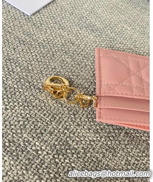 Good Taste Dior Lady Dior Card Holder in Supple Cannage Lambskin CD1102 Pink 2024