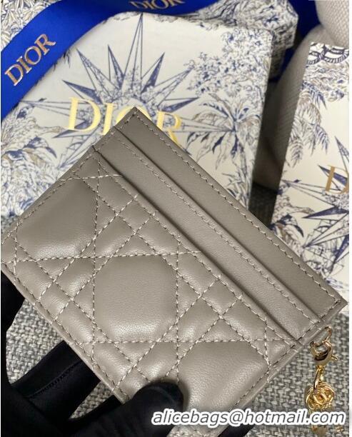 Affordable Price Dior Lady Dior Card Holder in Supple Cannage Lambskin CD1102 Grey 2024