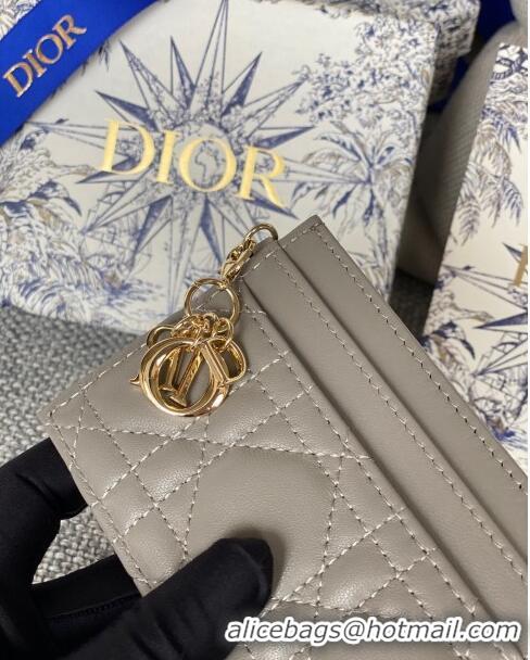 Affordable Price Dior Lady Dior Card Holder in Supple Cannage Lambskin CD1102 Grey 2024