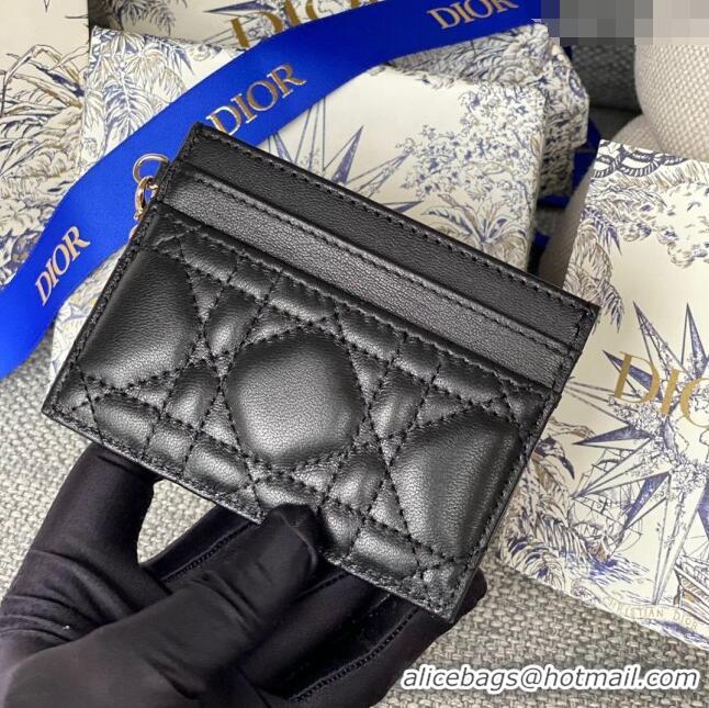 Well Crafted Dior Lady Dior Card Holder in Supple Cannage Lambskin CD1102 Black 2024