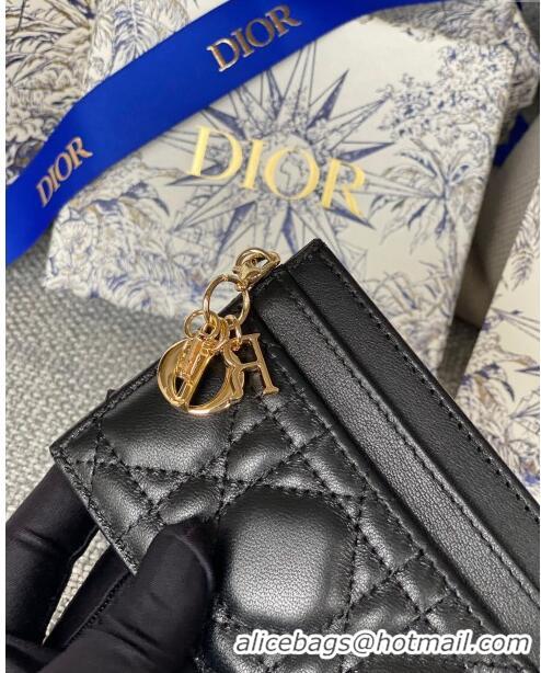 Well Crafted Dior Lady Dior Card Holder in Supple Cannage Lambskin CD1102 Black 2024