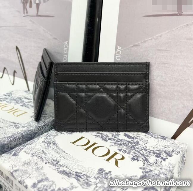 Reasonable Price Dior Caro Five-Slot Card Holder Wallet in Calfskin CD1105 Black 2024