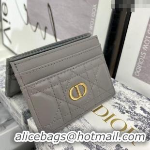 Promotional Dior Caro Five-Slot Card Holder Wallet in  Calfskin CD1105 Grey 2024