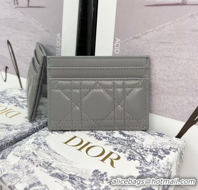 Promotional Dior Caro Five-Slot Card Holder Wallet in  Calfskin CD1105 Grey 2024