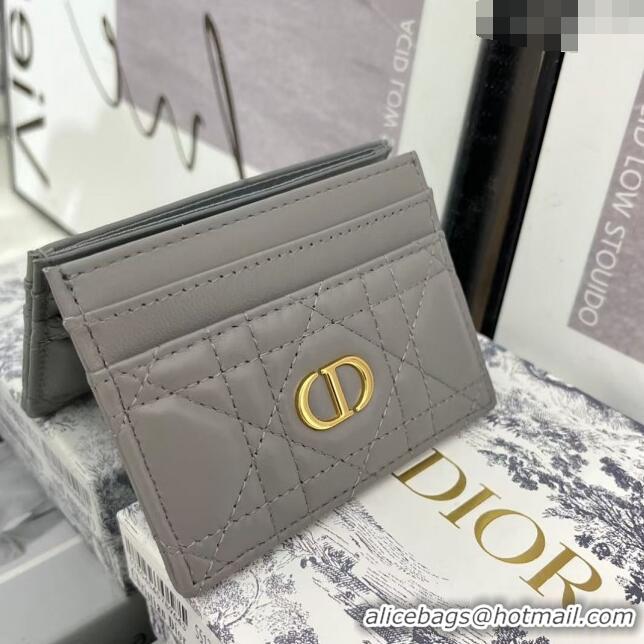 Promotional Dior Caro Five-Slot Card Holder Wallet in  Calfskin CD1105 Grey 2024