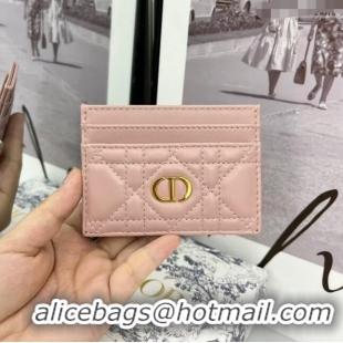 Best Price Dior Caro Five-Slot Card Holder Wallet in Calfskin CD1105 Light Pink 2024