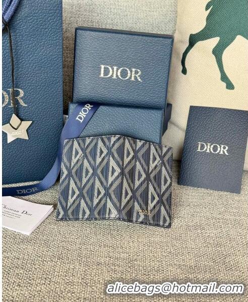 Inexpensive Dior Essentials Bi-Fold Card Holder CD Diamond Canvas CD1109 Navy Blue 2024