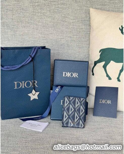 Inexpensive Dior Essentials Bi-Fold Card Holder CD Diamond Canvas CD1109 Navy Blue 2024